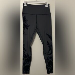 lululemon athletica Gray and Blue Floral Leggings